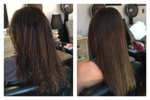 Before and After Keratin Treatment of Janet with MJ Hair Designs